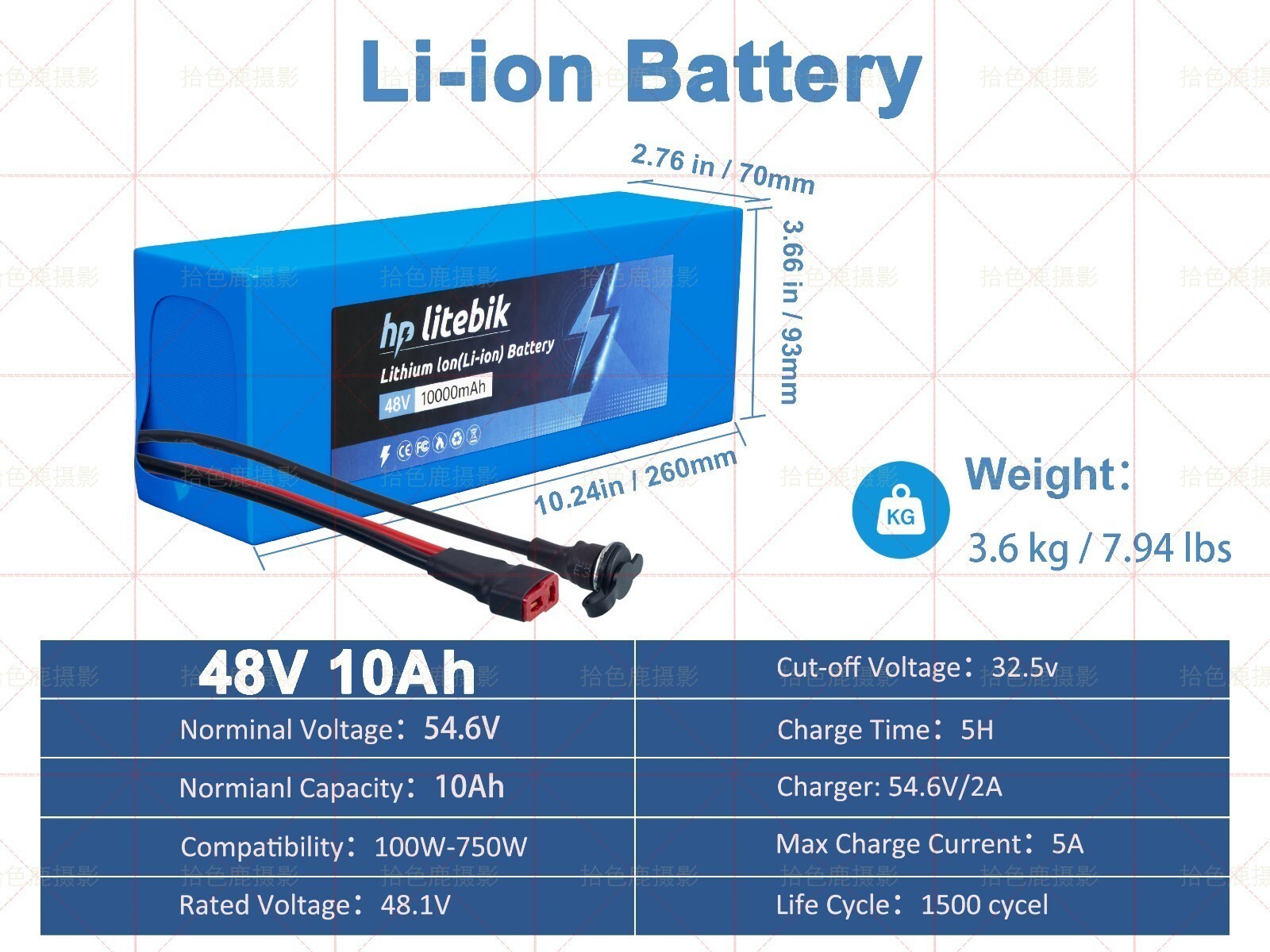 48V Ebike Battery w/30A BMS For 200W-1500W Electric Bike Bicycle Scooter Battery