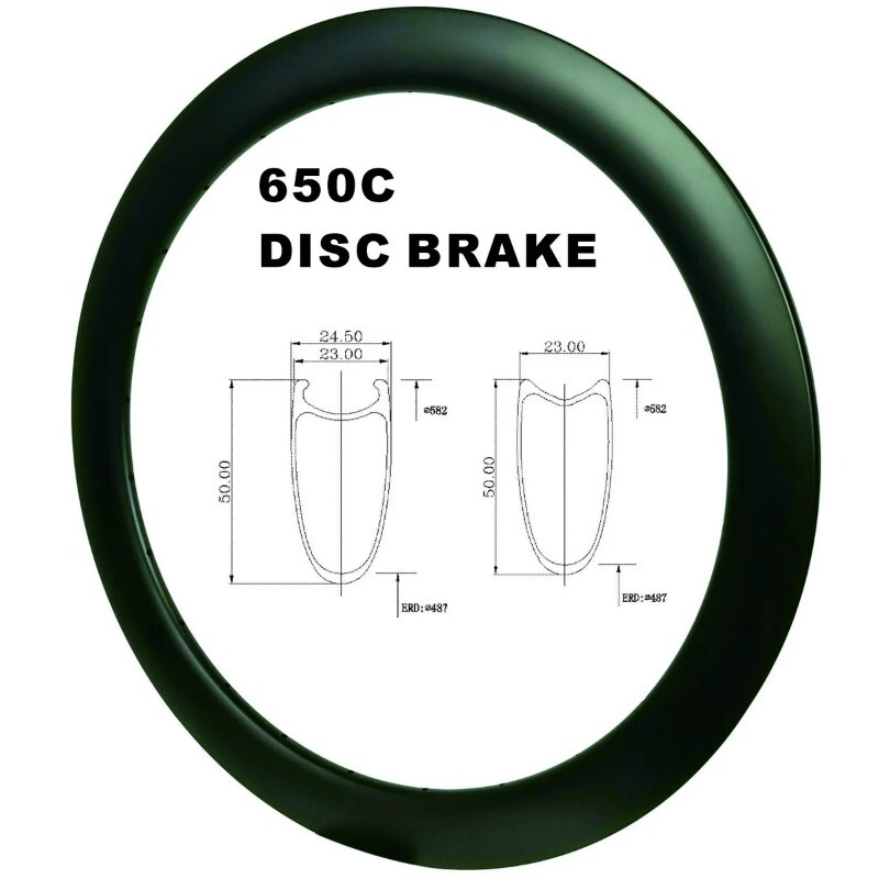 650c Disc Brake Road Bike Carbon Rims 23x50mm Clincher Tubular Bicycle Wheels