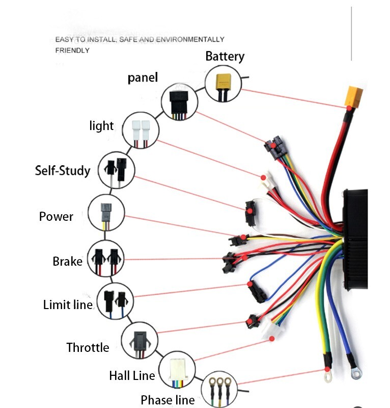 Ebike 36V 48V 52V 2000W 40A Sine Wave 3-mode Controller for Electric Bicycle USA