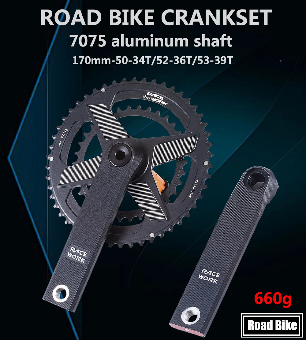 Road Bike Crankset 170mm Chainset Chain Wheel Shaft Bicycle Double Chainring