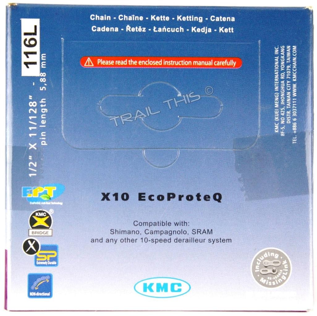 KMC X10 EPT Eco ProTeq 10-Speed Anti-Rust 116L Bike Chain Road/MTB – NOS