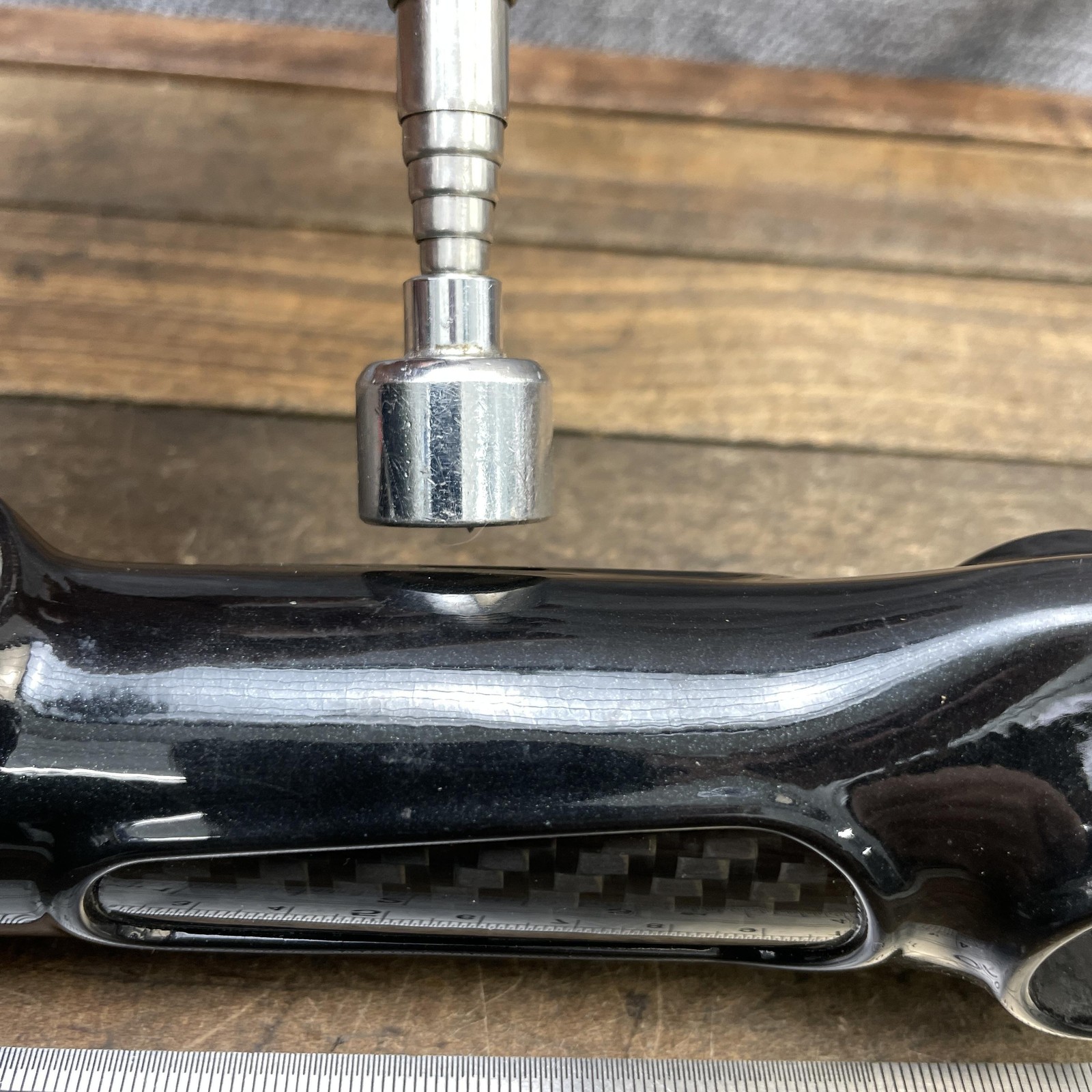 Bike Stem 1 1/8 Threadless Black Carbon Fiber Center 25.4 mm Clamp