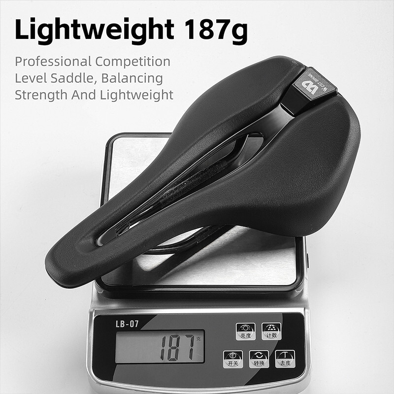 WEST BIKING PU Leather Carbon Fiber Bike Saddle T700 Hollow Bicycle Saddle
