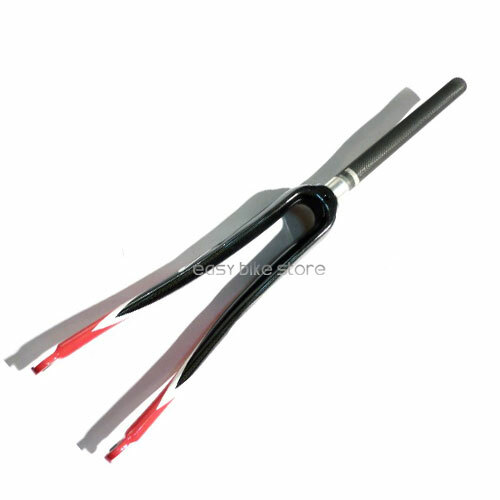 28.6mm CYCLING 3K CARBON FORK 370MM RED & BLACK ROAD USE 700C 1 1/8″