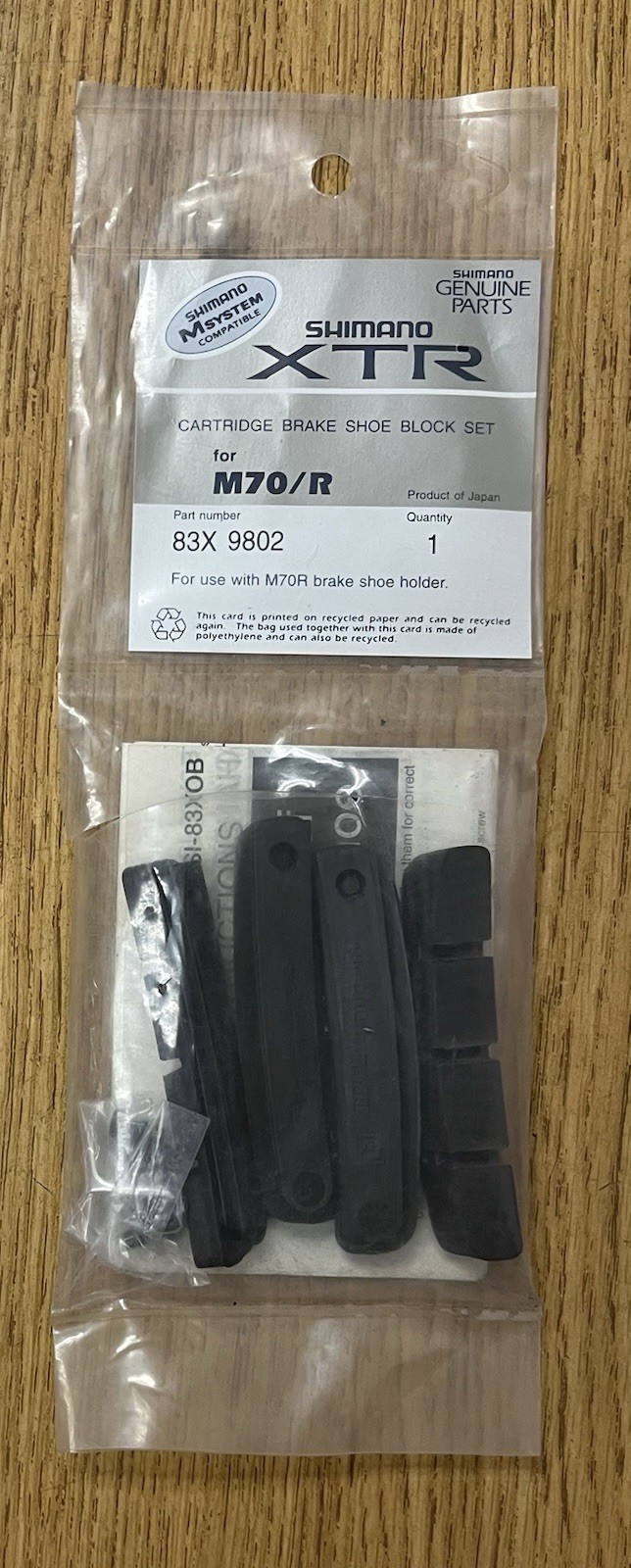 New Shimano XT cartridge brake shoes (4 pcs.) 83X 9802. See description.