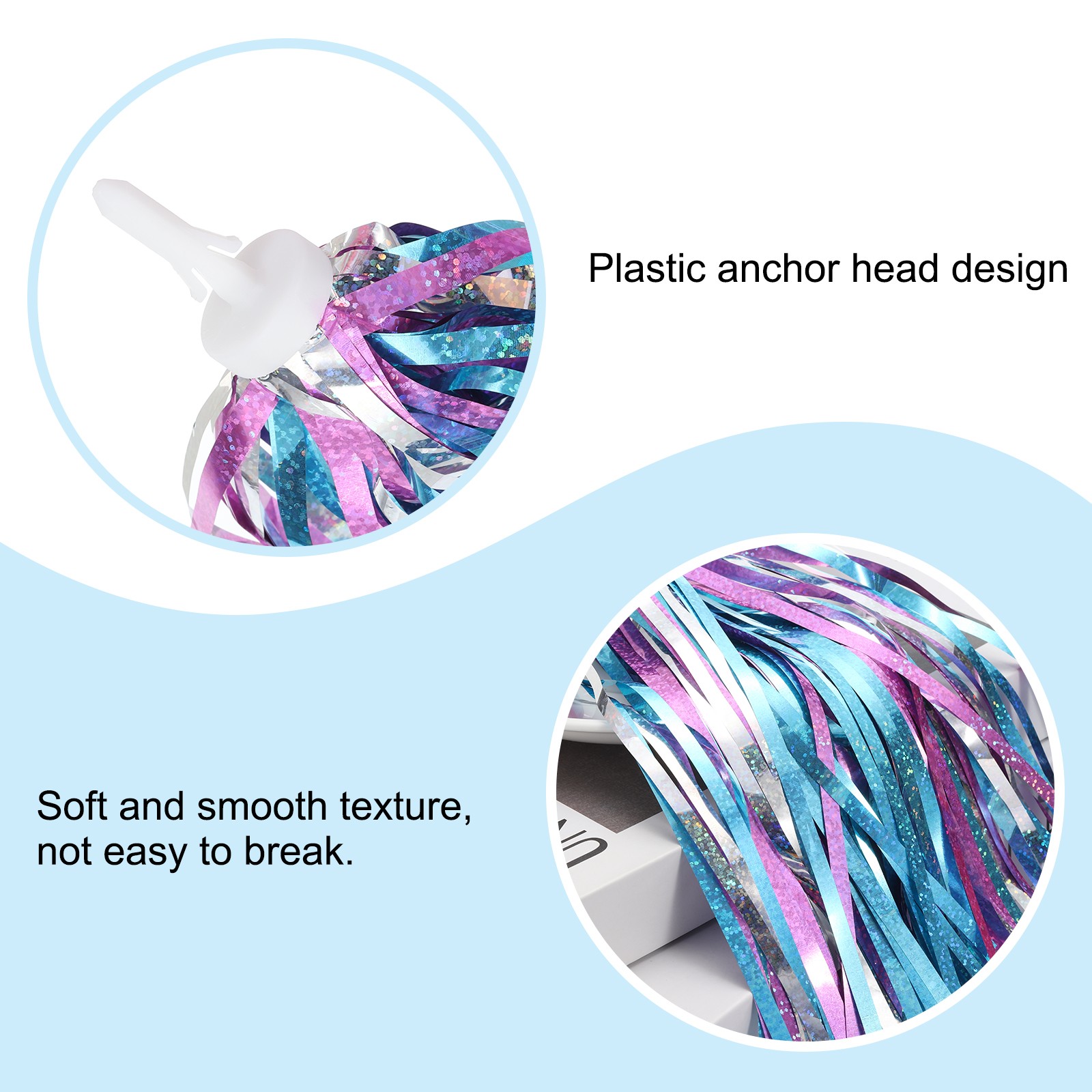 Bike Streamers Scooter Handlebar Tassels Grips Ribbon Blue Pink