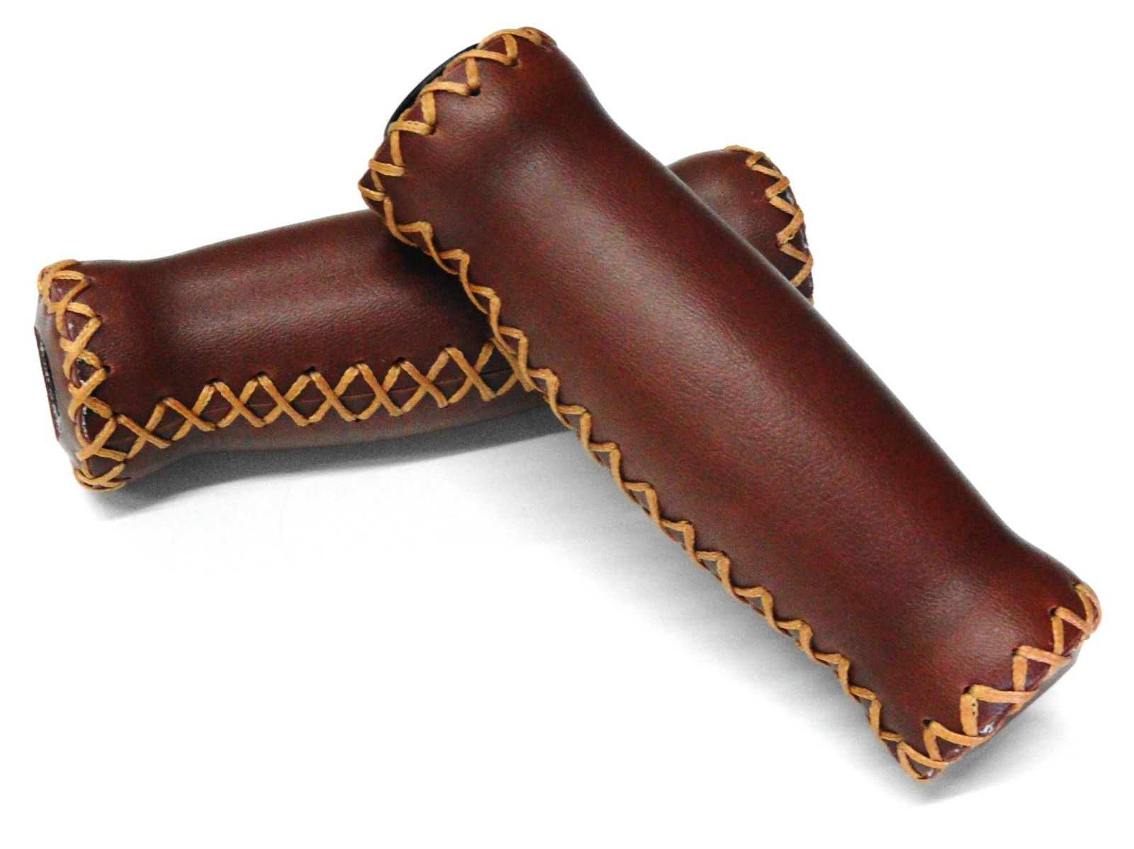 BROWN Bike Bicycle Handlebar Leather Like Grip Grips 127mm x 18mm Beach Cruiser