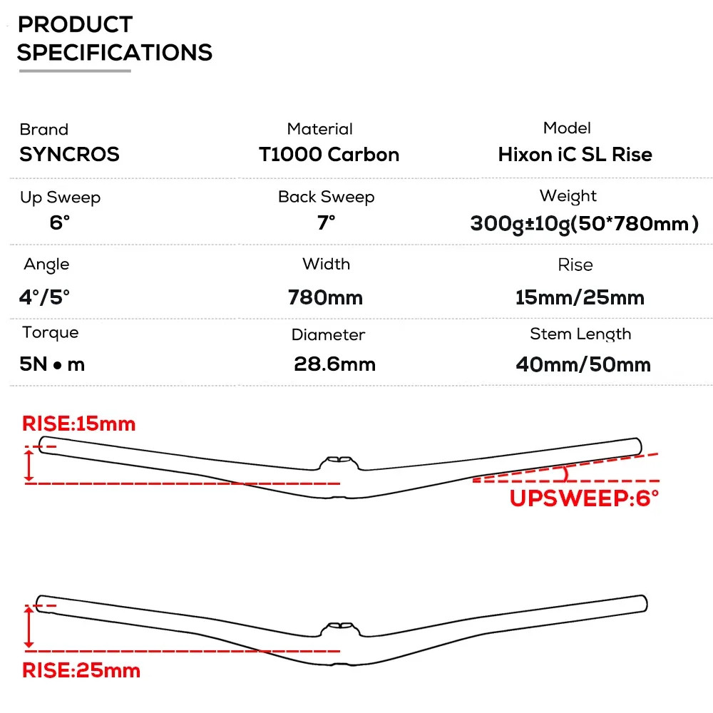 SYNCROS Integrated MTB Handlebar For Sparks Frame 4/5 degree Rise 15mm/25mm Rise