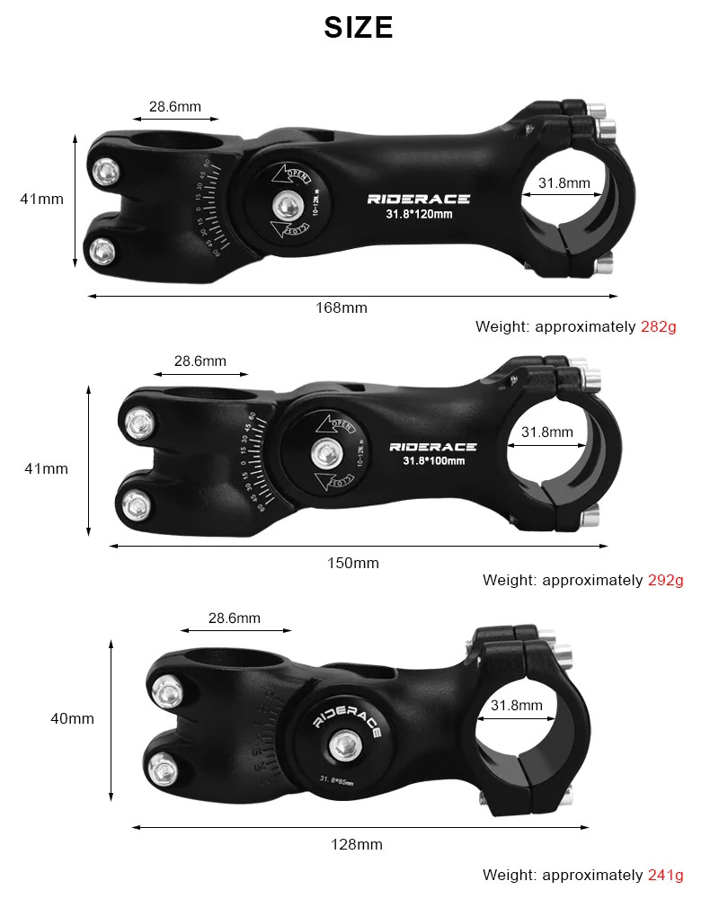 RIDERACE Adjustable Bicycle Stem for Road and Mountain Bikes MTB