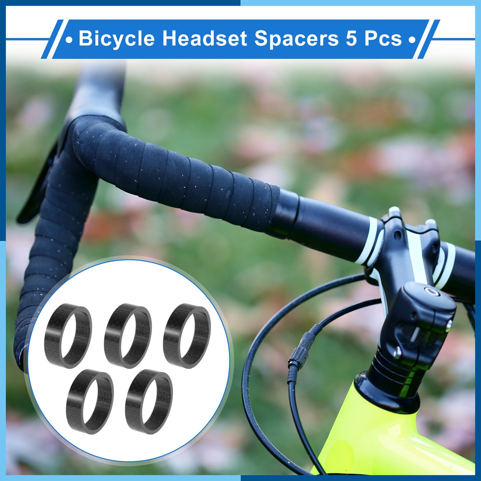 Bicycle Headset Spacers 10mm 31.8mm 1-1/4″ Carbon Fiber Gloss Black