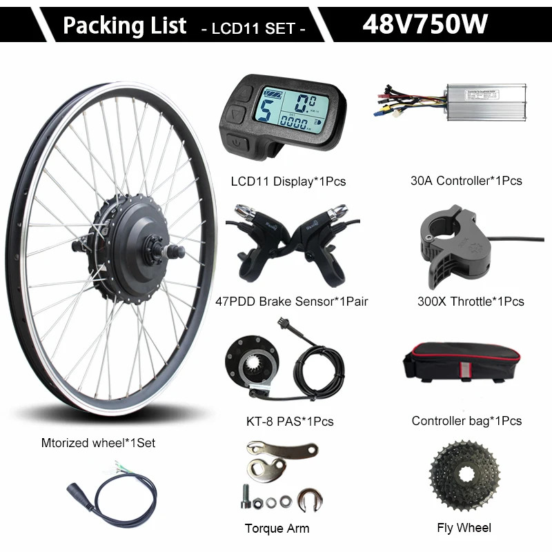 48V750W EBIKE Conversion Kit Rear Cassette Motor Wheel For Bicycle 20 29in 700C