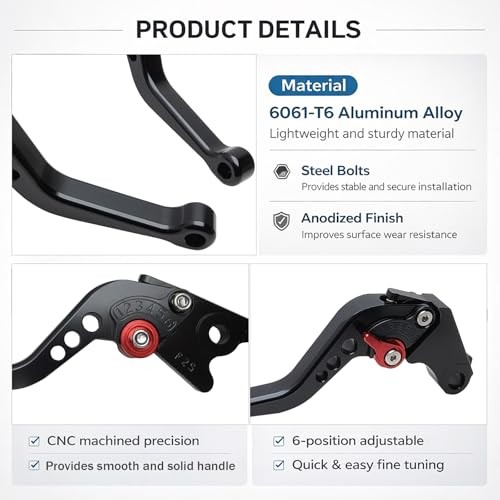 Short Brake Clutch Handle Lever Replacement for Kawasaki ZX6R ZX-6R ZX6RR Black