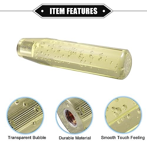 Gear Shift Knob Stick, 20cm Faux Crystal Transparent Bubble Gear Shifter Yellow