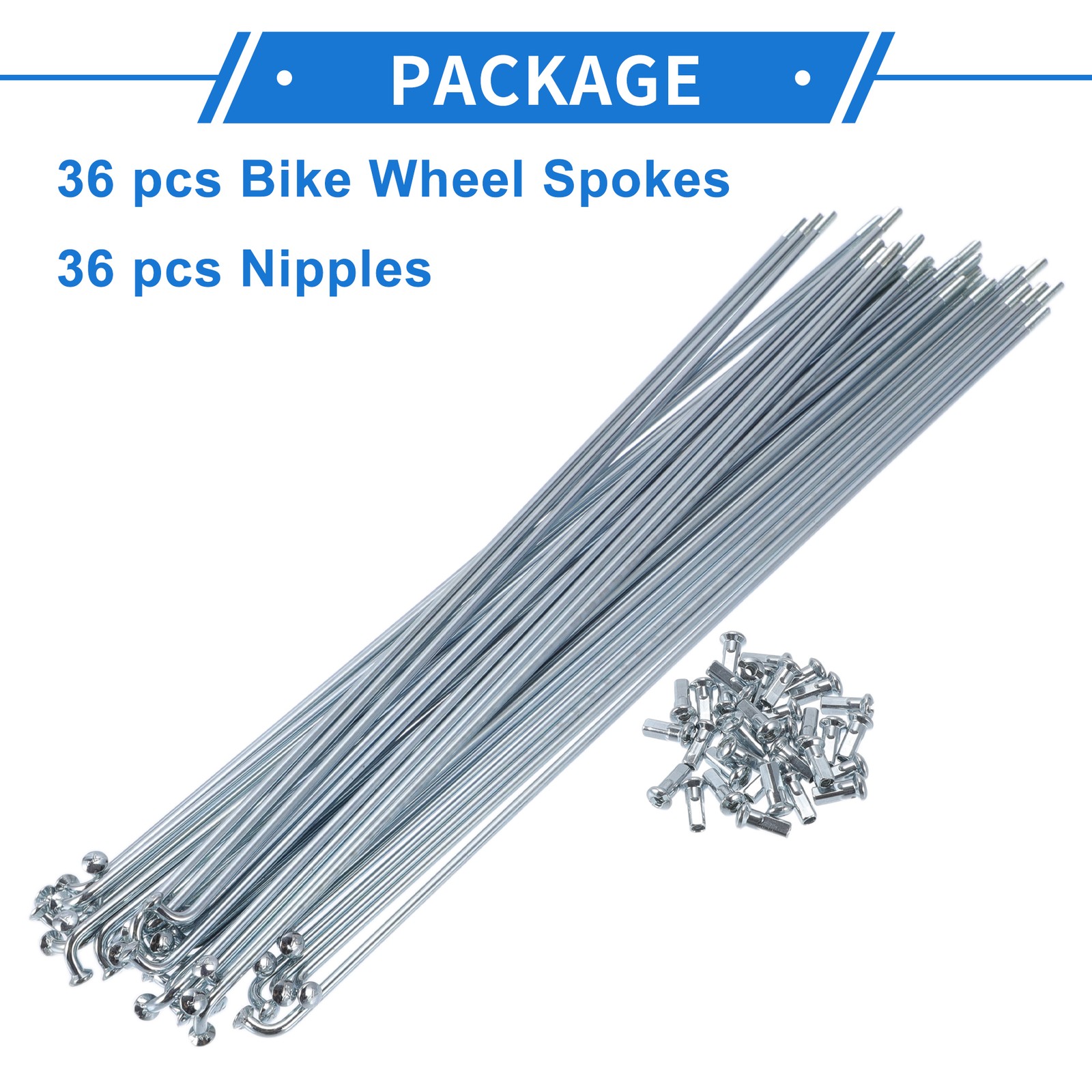 1 Set 12G 260mm Length Bicycle Spokes Nipple Carbon Steel Galvanized Universal