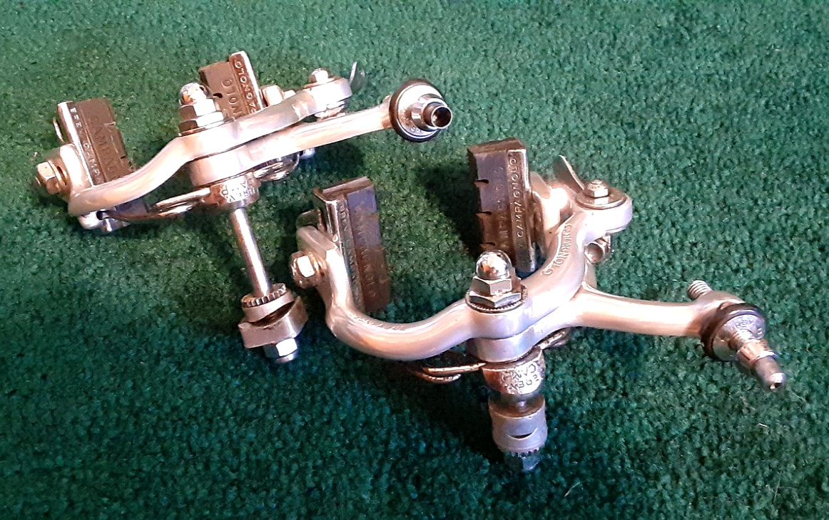 Used Campagnolo 1972 Record Brakes, Front & Rear, Standard, Adj. Screw, Pads