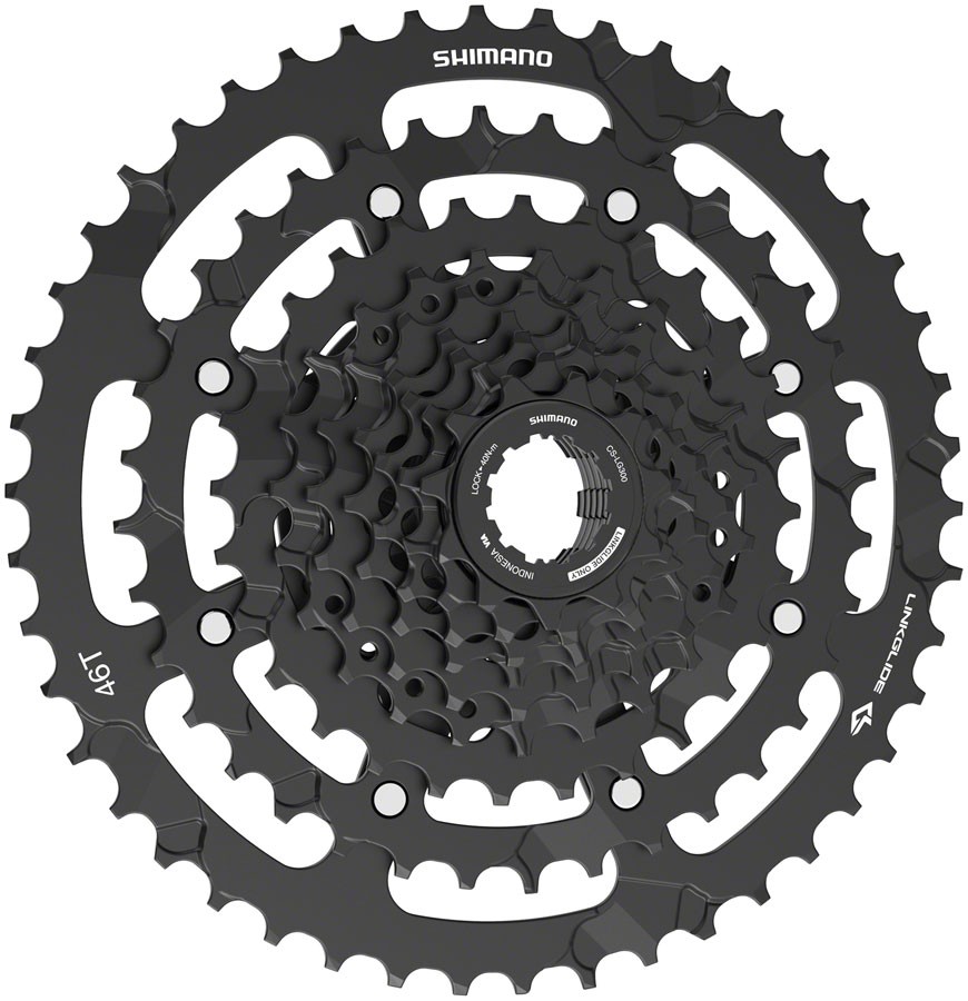 Shimano CUES CS-LG300-9 Cassette – 9-Speed, 11-46t, LINKGLIDE, Black