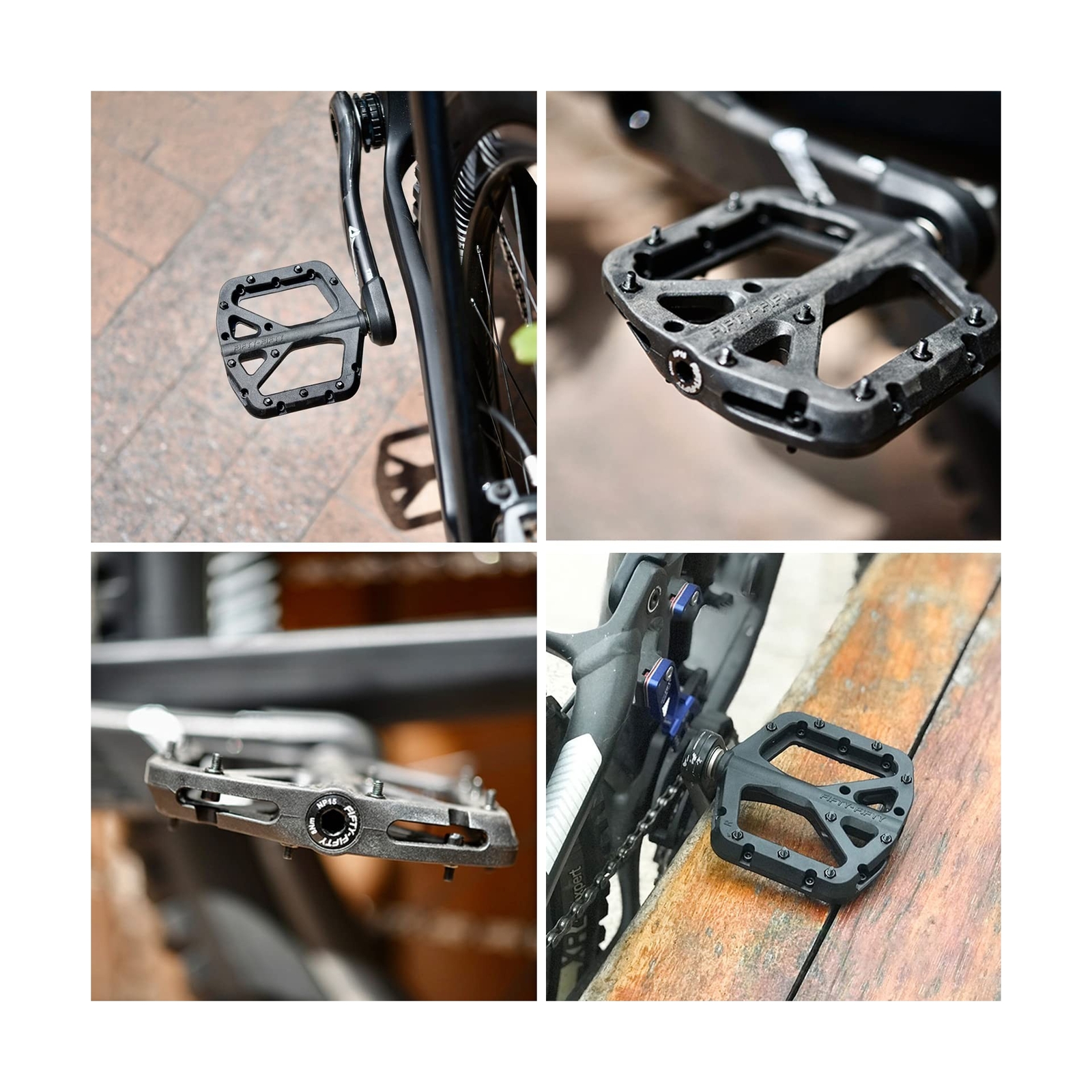 FIFTY-FIFTY Mountain Bike Pedals, Non-Slip MTB Nylon Composite Pedals, 9/16″ …
