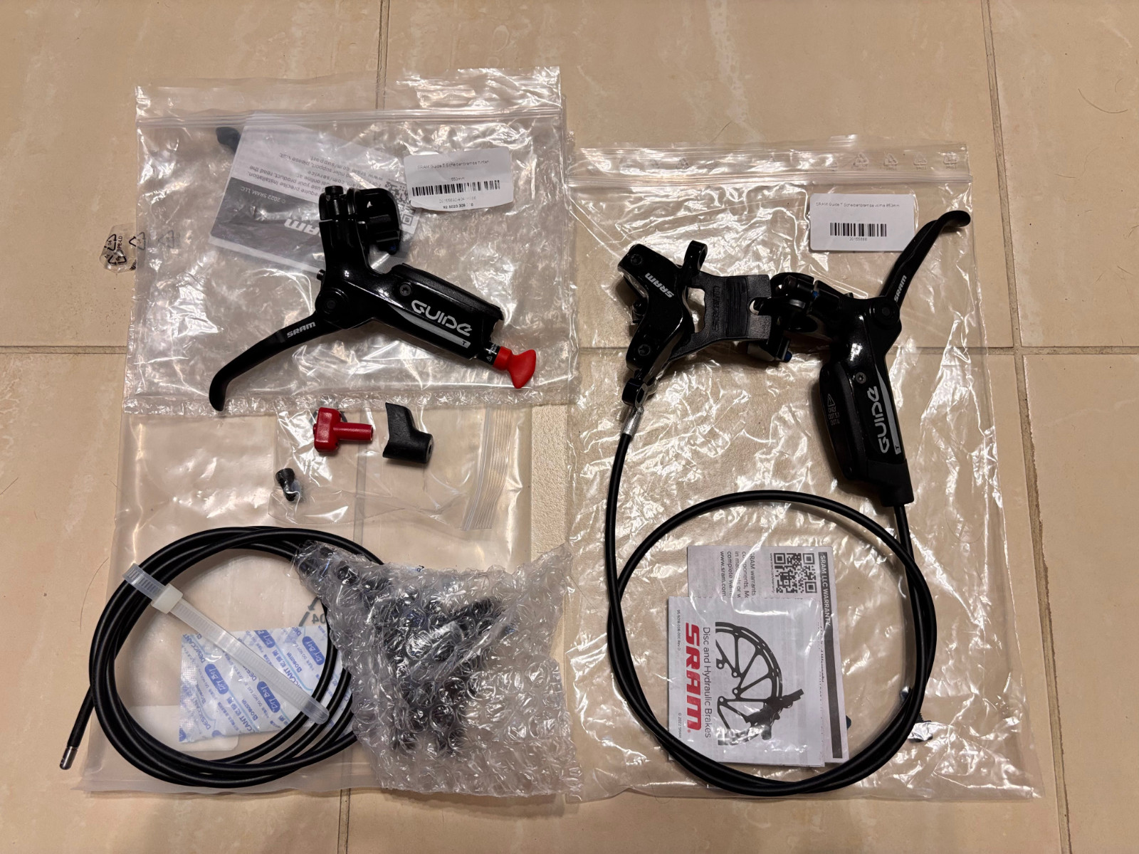 Sram GUIDE T 4-Piston MTB Bike Disc Brake Set Front & Rear (850+1550mm)
