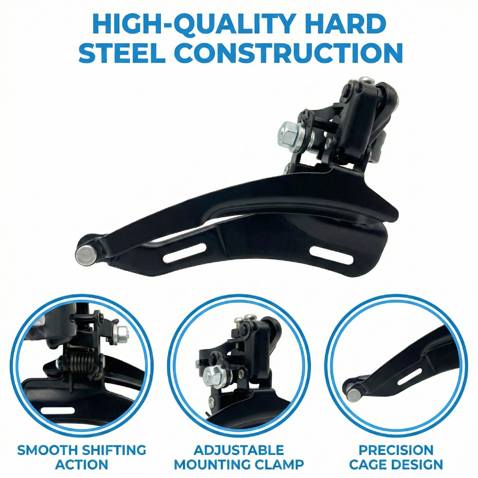 Universal Bike Front Derailleur 3 Speed Top Pull Bottom Clamp Shifter Gear