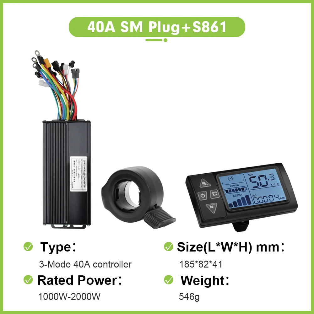 Electric Bike 40A 36V/48V/52V Three Mode SineWave Controller with LCD Display