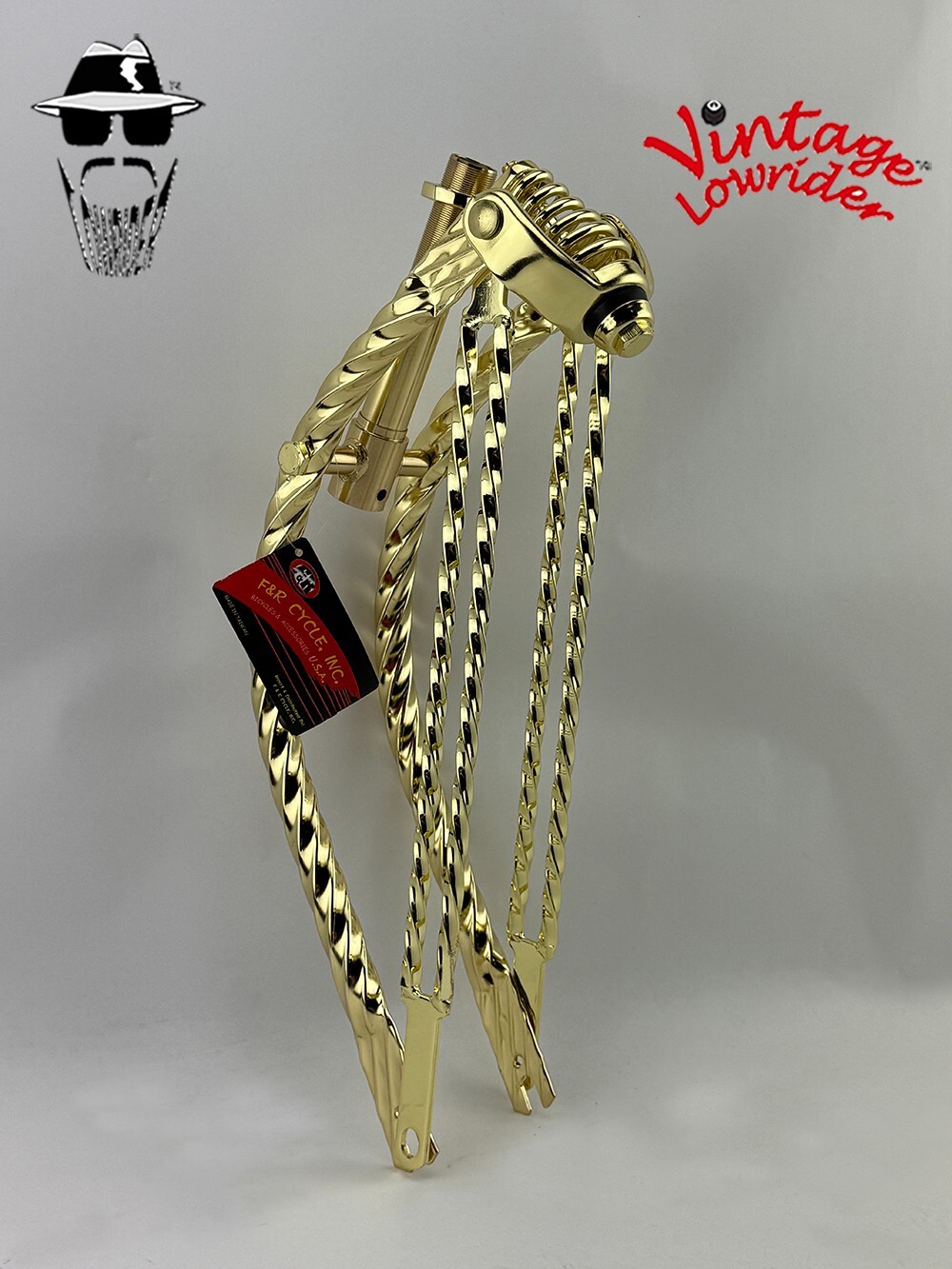 Vintage Lowrider 20″ Bent All Square Double Twisted Bicycle Spring Fork 1″ Gold.