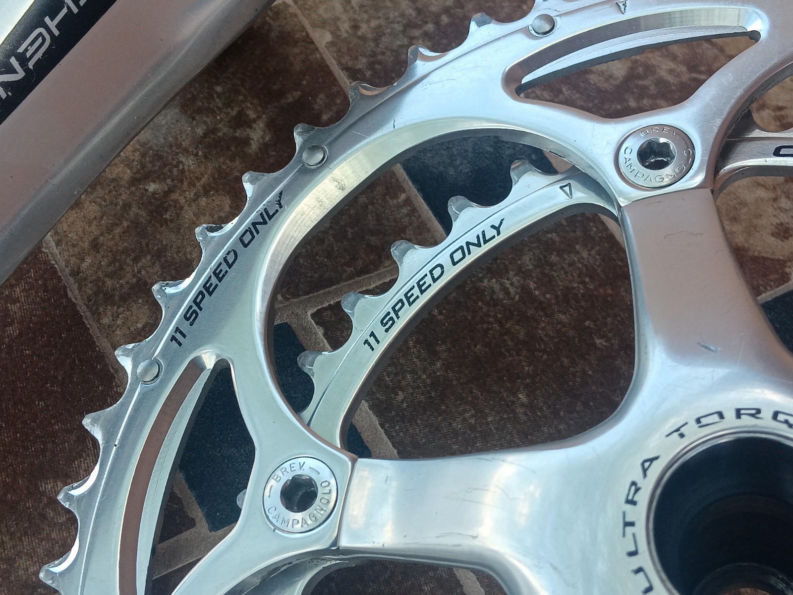 175mm 53/39 Campagnolo Athena 11 Ultra Torque Double Alloy Crankset Silver Campy
