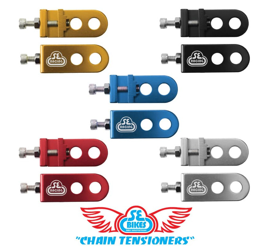 SE RACING Lockit BMX Chain Tensioner Adjuster Pair Alloy 3/8″ (10mm) Axles Bikes