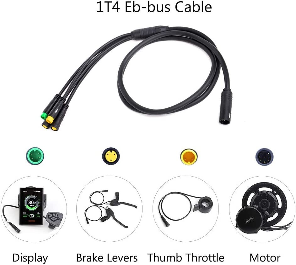 Ebike EB-BUS 1T4 Wiring Harness Cable for BAFANG BBS01 BBS02 BBSHD Mid Motor Kit