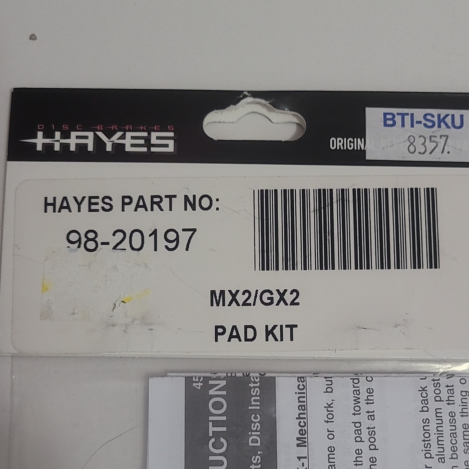 Hayes MX2 GX2 Disc Brake Pad Kit 98-29197 OEM NOS 2004 MTB New Sealed