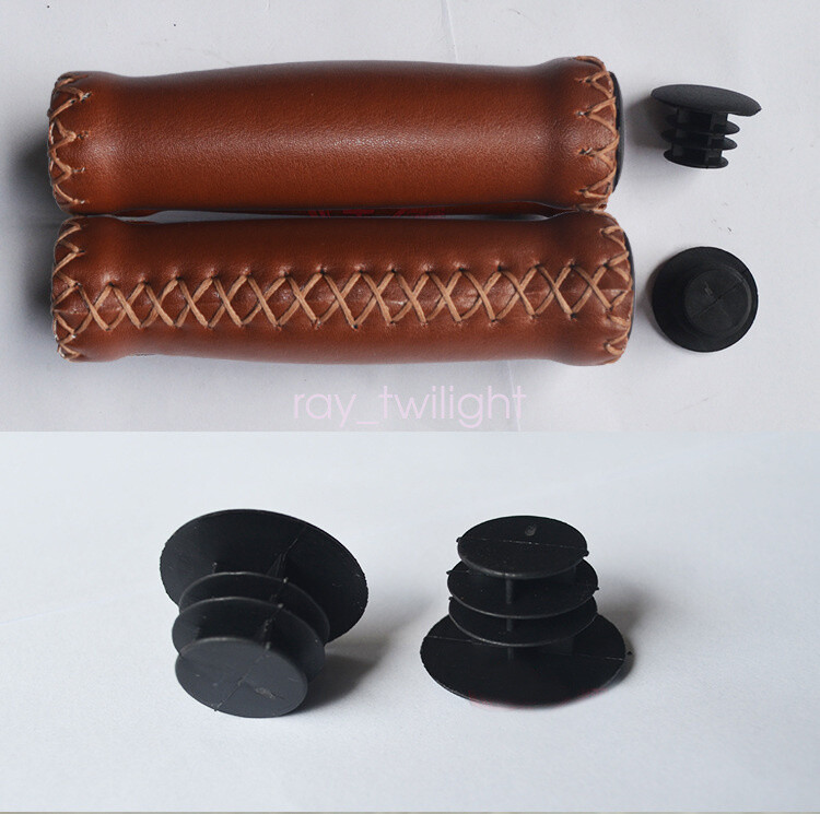 Track Cruiser Beach Bike Bicycle Leather Handlebar Cover Grips Bar with End Caps