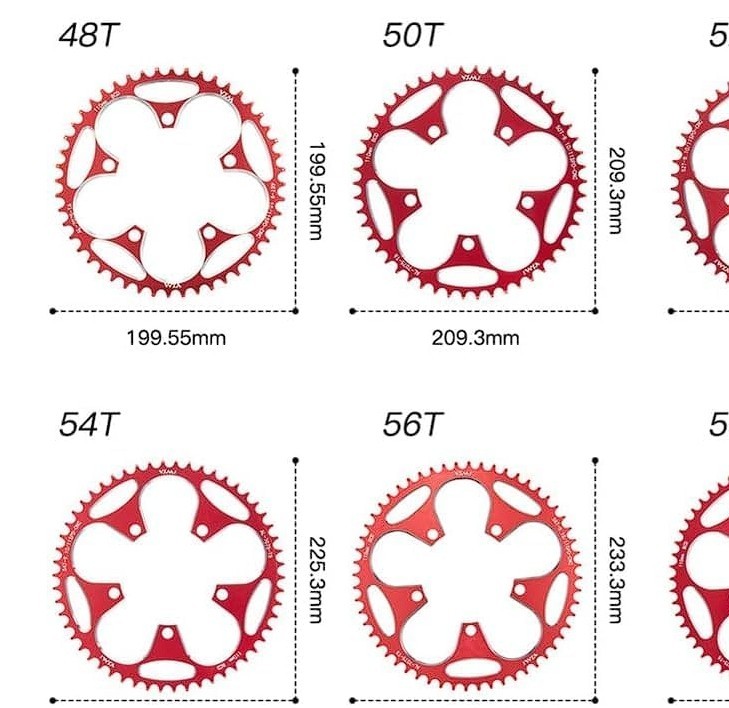 YBEKI 110BCD Narrow‑Wide Chainring CNC 7075‑T6 Aluminum 8‑12 Speed Road Bike 58T