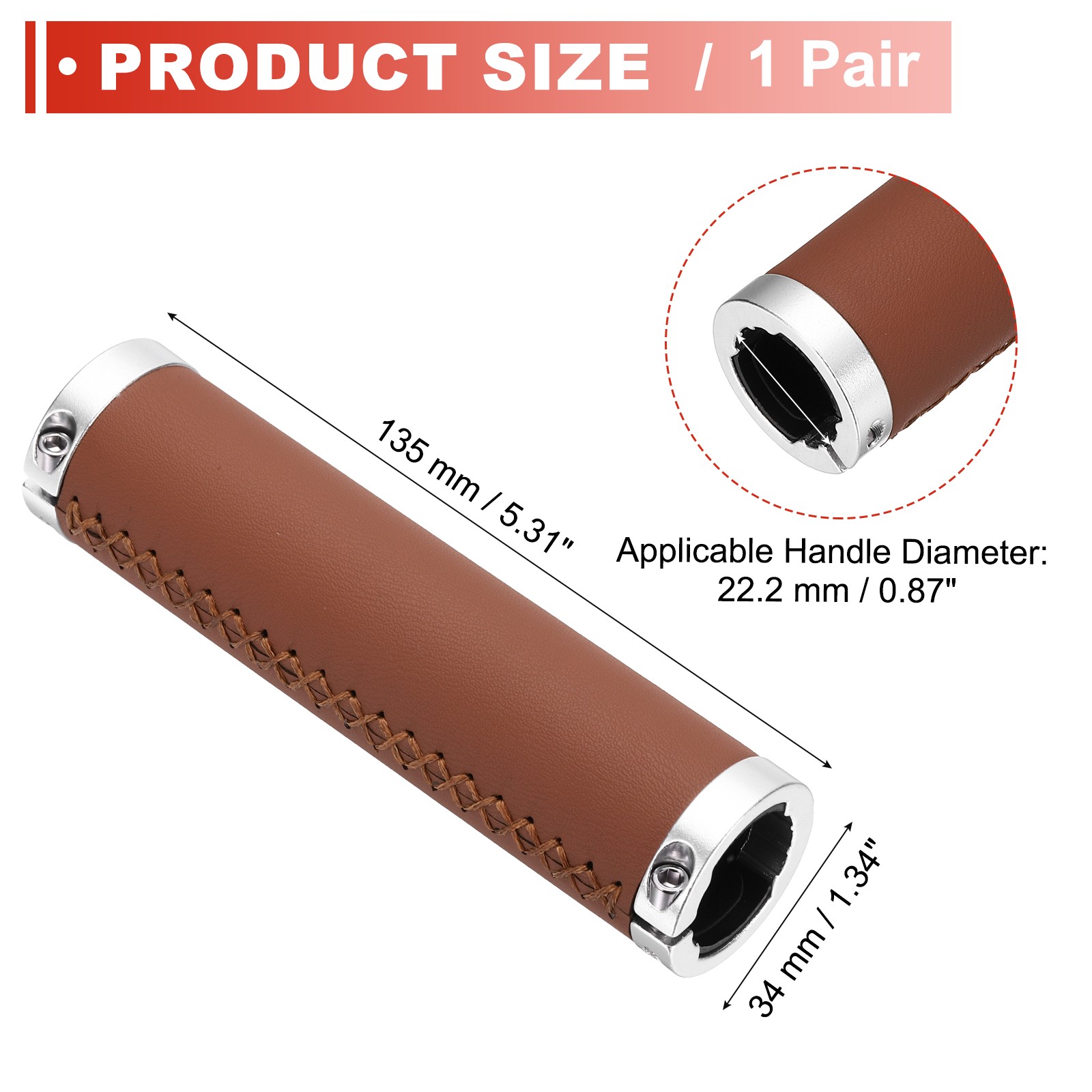 Ergonomic Bike Grips, Bike Straight Bar 5.31in Double Lock-on Light Brown