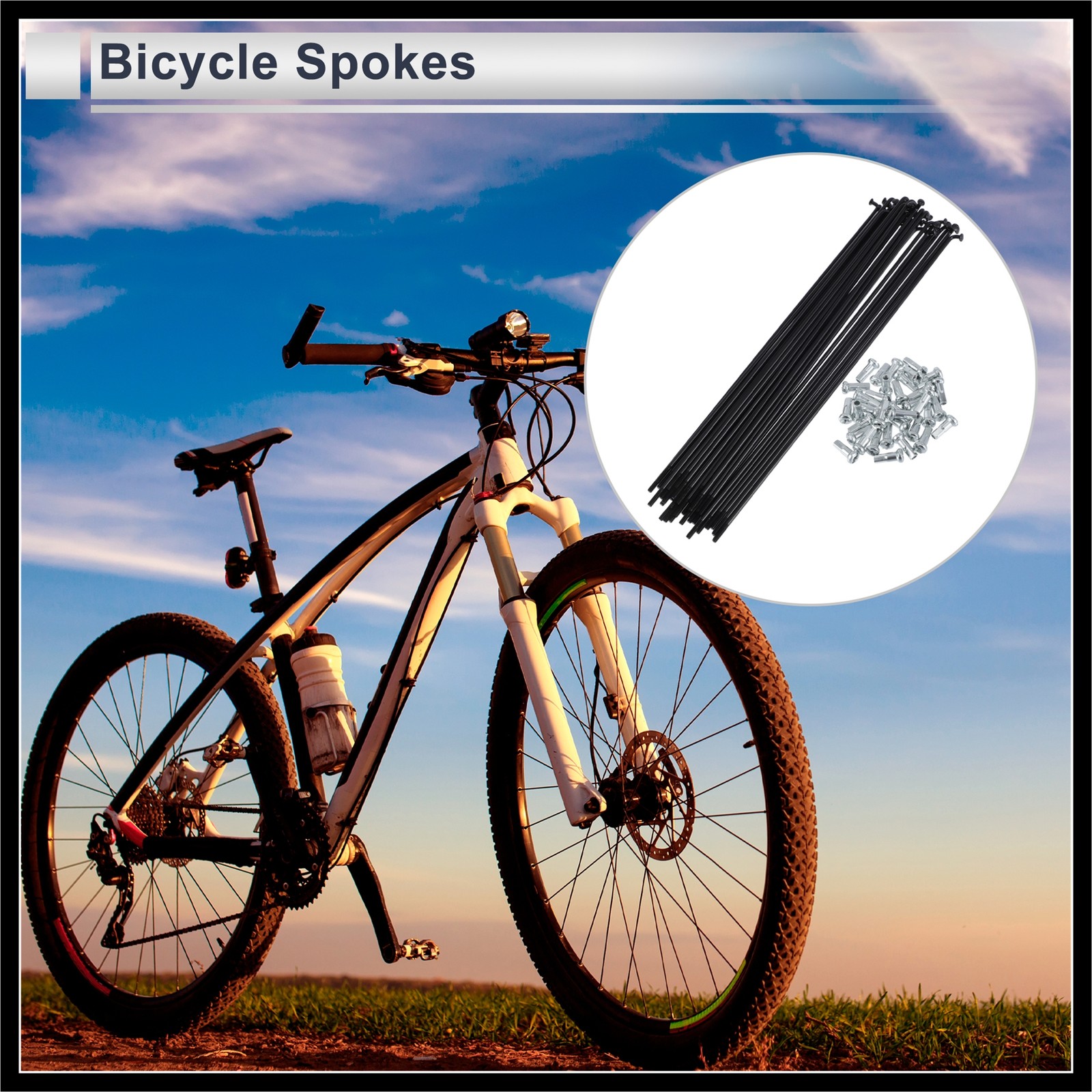 1Set 13G 209mm Length Bicycle Spokes Nipple 45 Steel Black Universal