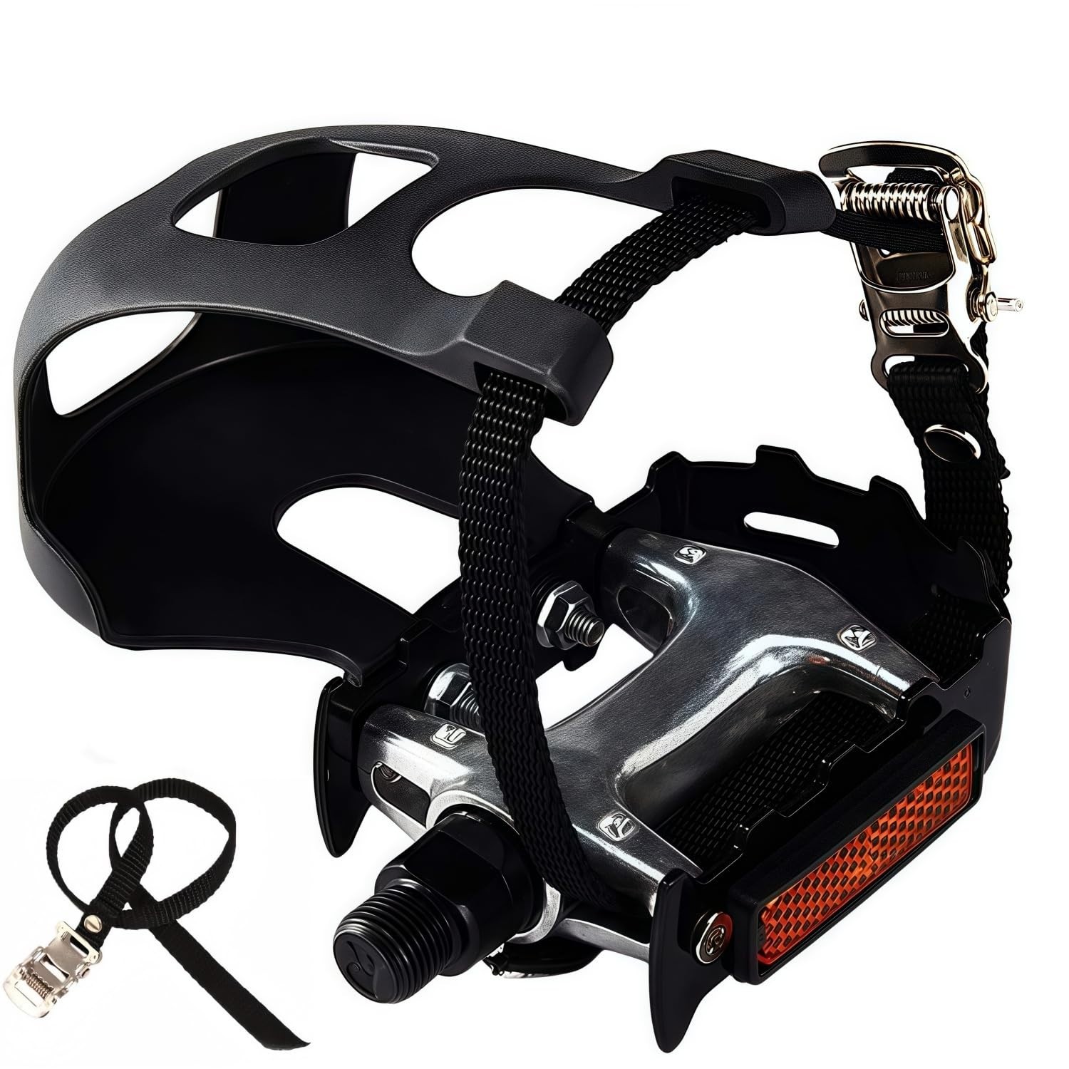 Pro-Grade Spin Bike Pedals with Toe Clips & Adjustable Straps – 9/16″ Alloy Spin