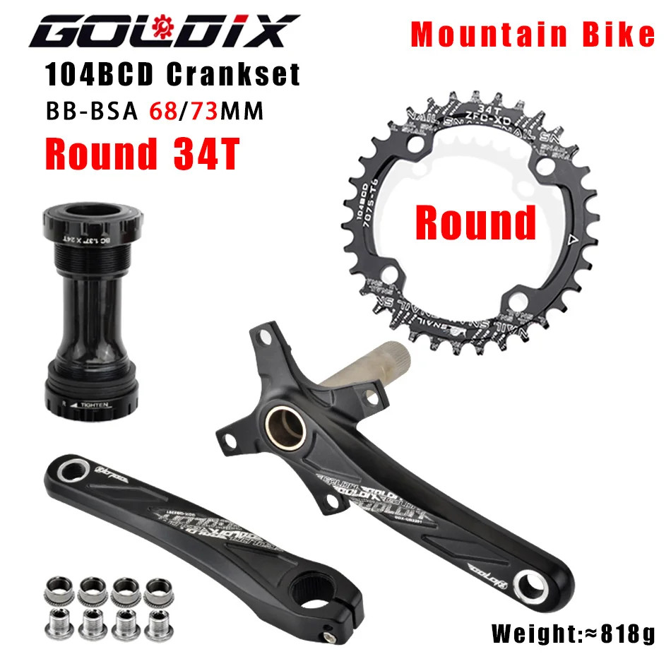 104BCD MTB Bicycle Crankset 170mm Crank 32T 34T 36T 38T Plate Chainring with BB