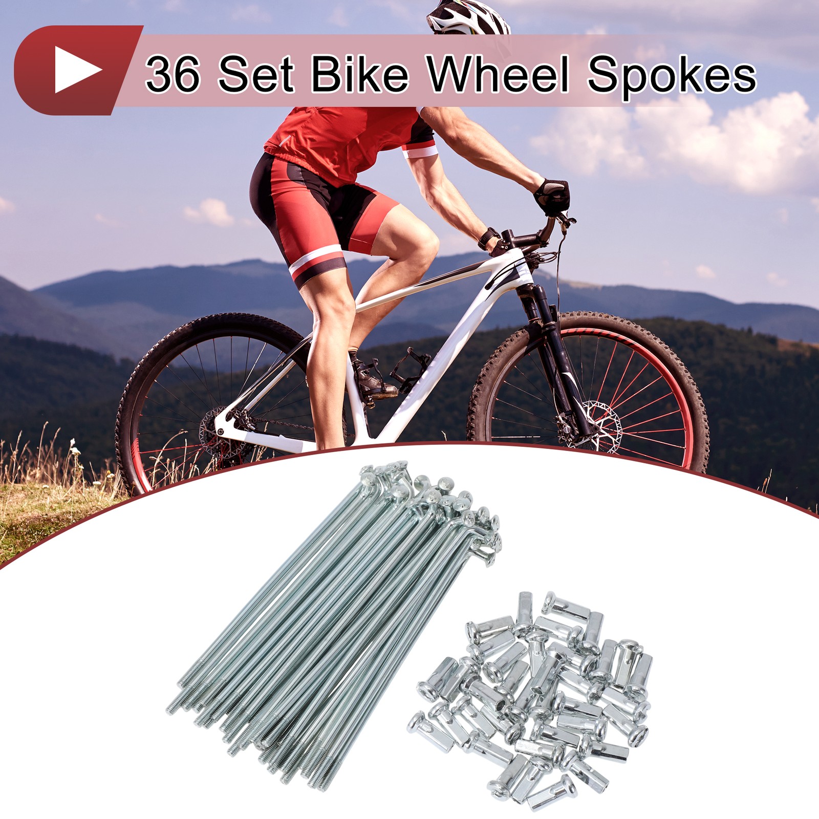 36 Set 12G Bicycle Spokes 89mm Bike Wheel Spokes 45 Steel Galvanized Silver Tone