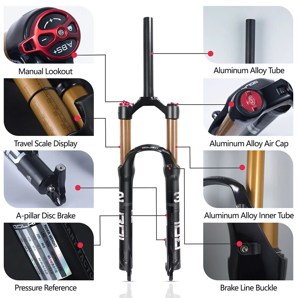 26/27.5/29Inch Mountain Bike Air Supension Frok 120mm Air and Oil Remote QR Fork