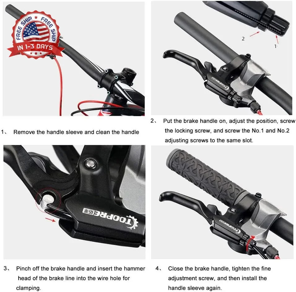Xiaokeis 1 Pair Bicycle Brake Levers Aluminum Alloy Bicycle Brake Handle Left Ri