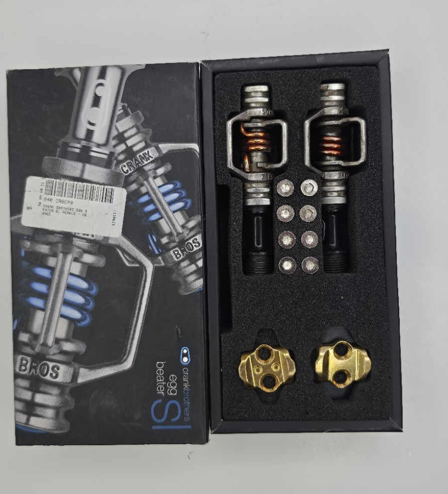 Crankbrothers Egg Beater SL Clipless Pedals Silver/Black/Orange 9/16″ + Cleats