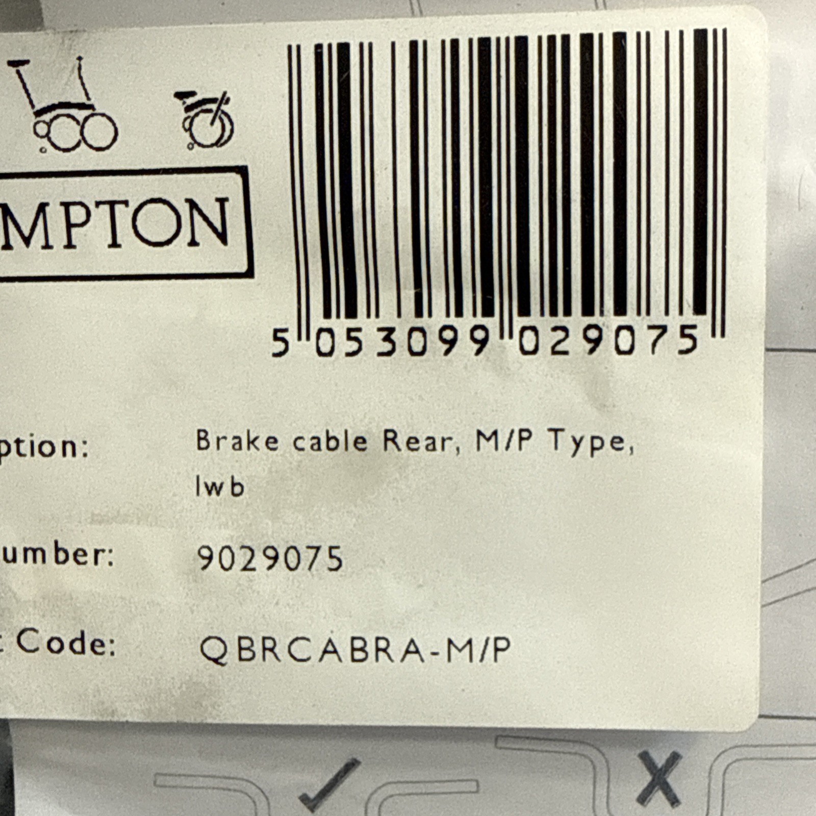 Brompton Rear brake cable for Left lever to Rear brake – long wheel base