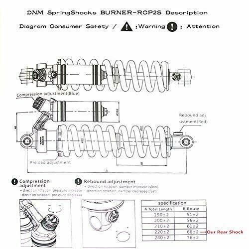 DNM RCP2S Rear Shock Downhill Mountain Bike MTB Bicycle Shock 230 x 71mm 550LBS