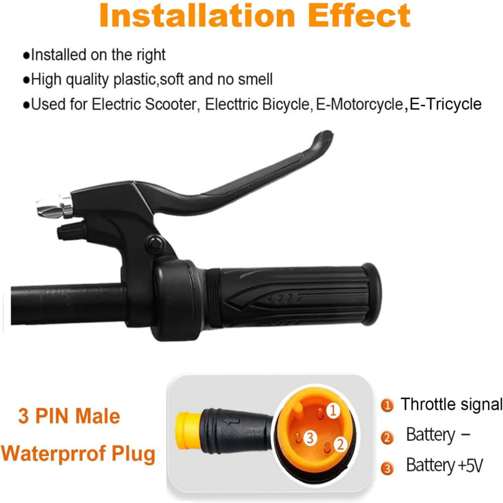 For Ebike 12V-72V Waterproof Full Twist Throttle Grip Kit High Quality Brand New