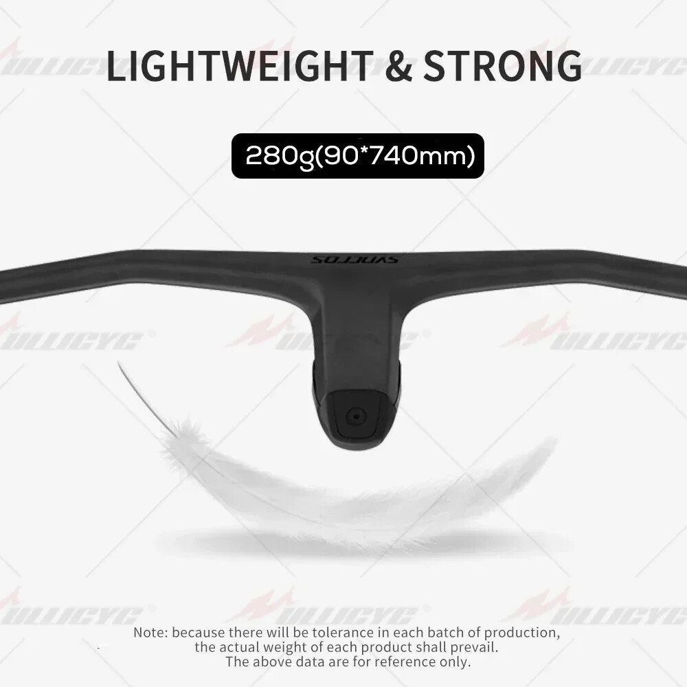 -20 Degrees Full Carbon Fibre MTB Bicycle Integrated Cockpit Handlebar 740MM