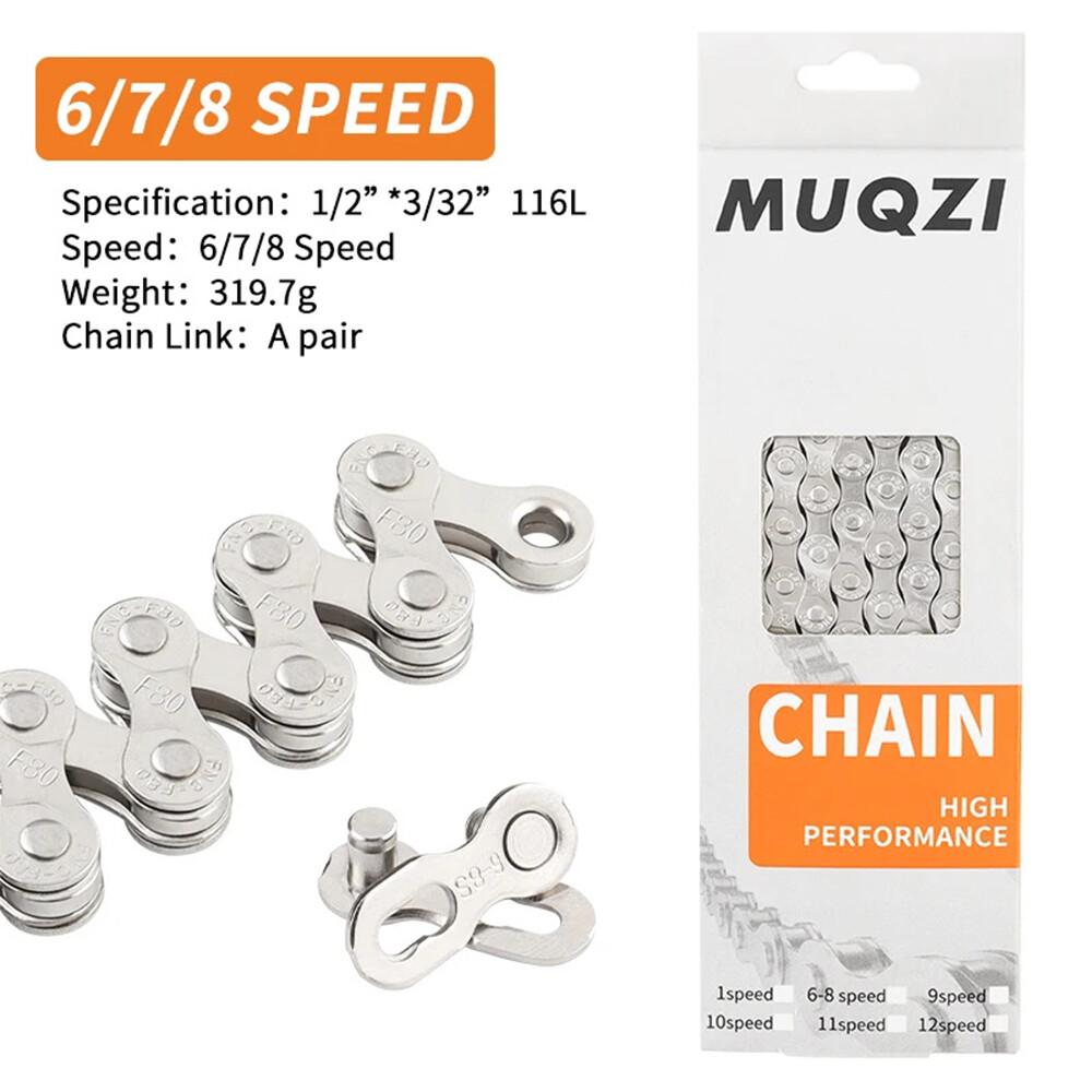 MUQZI 6/7/8/9/10/11/12 Speed Silver Steel MTB Road Bicycle Chain Shifter Chain