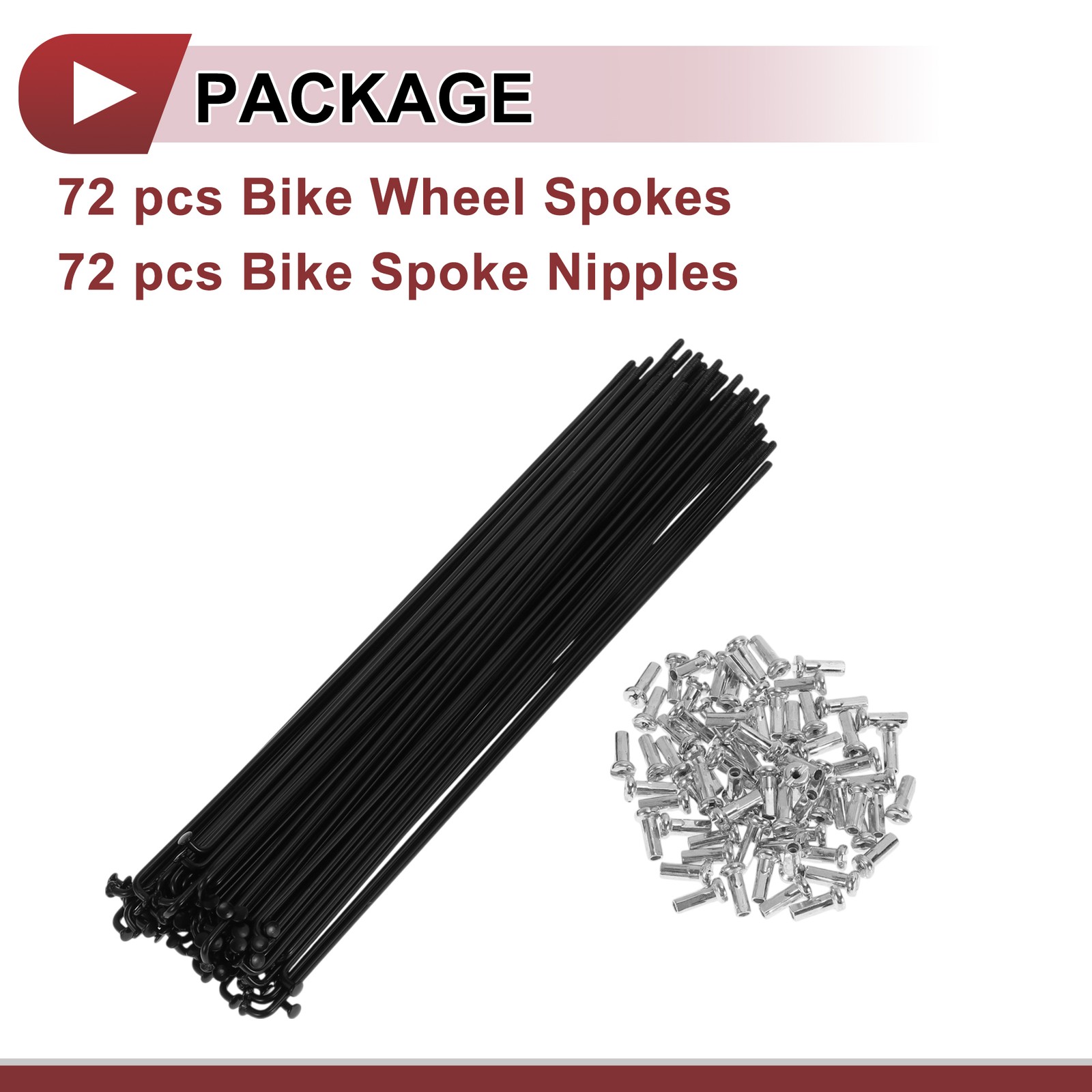 72 Set 14G Bicycle Spoke 193mm Bike Wheel Spoke Carbon Steel Black