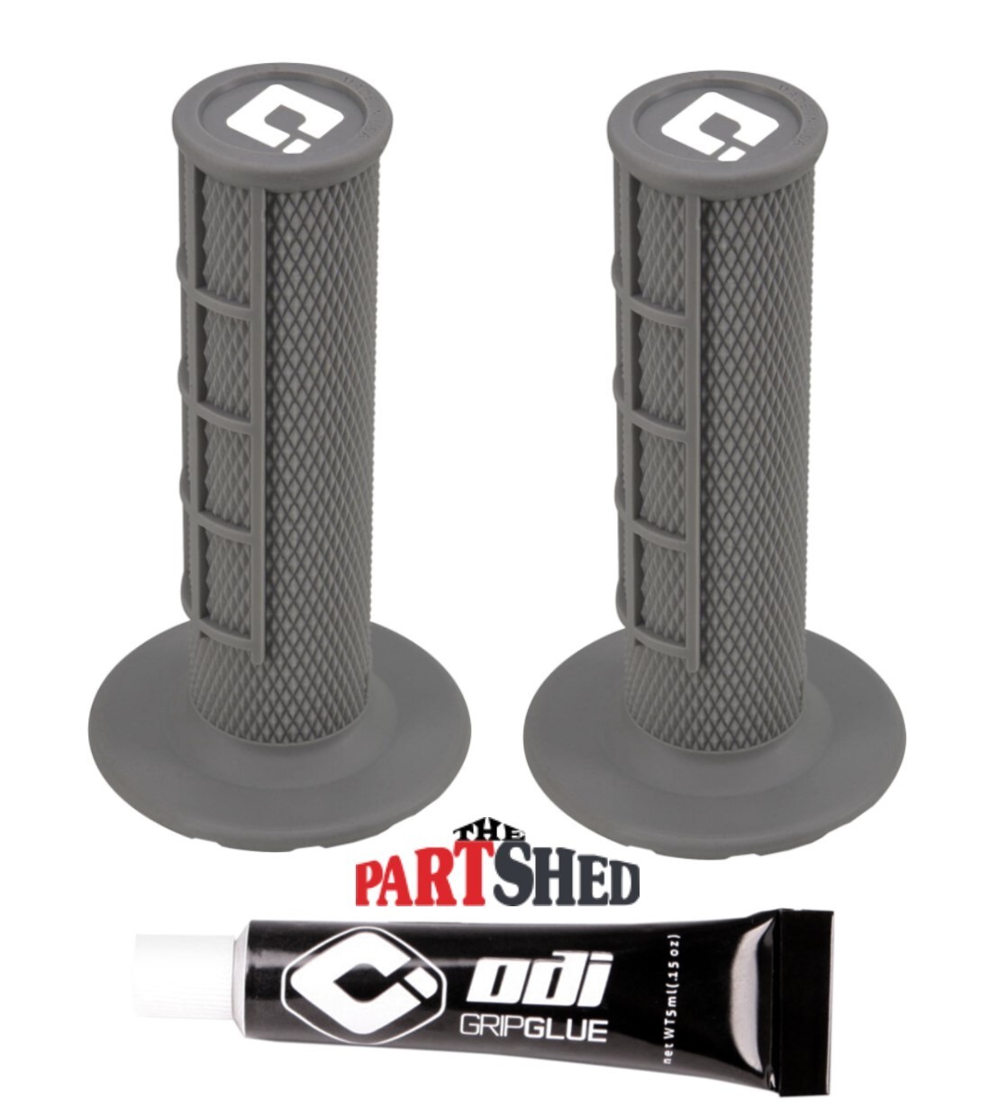 Downhill Mountain Bike Gray Number Plate & Gray Grip Set with Grip Glue ODI