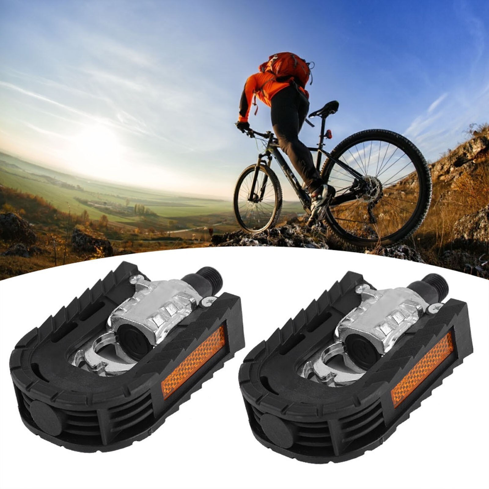 One Pair Bike Bicycle Pedals Outdoor Cycling Folding Plastic Aluminum Alloy