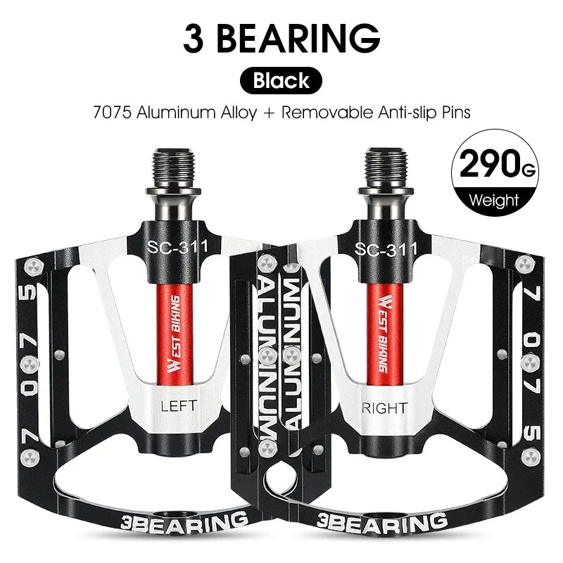 Bicycle Pedals Sealed Bearing Aluminium Alloy Cycling Non-slip MTB Flat Pedals