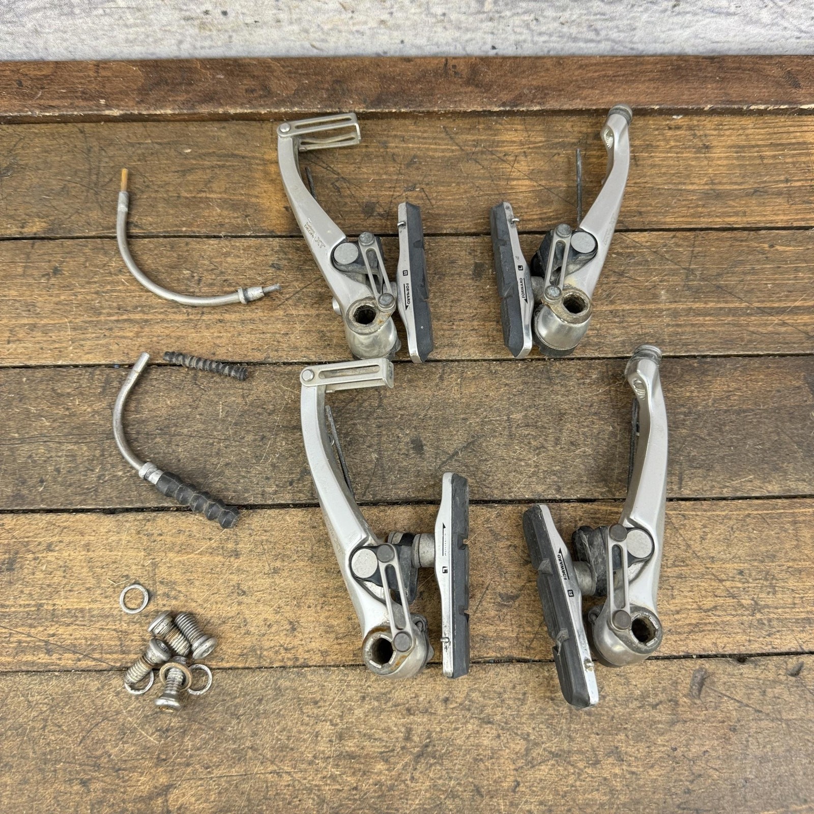 Vintage Shimano Deore XT BR-M739 V-Brake Caliper Set Silver F/R MTB 90s Bike
