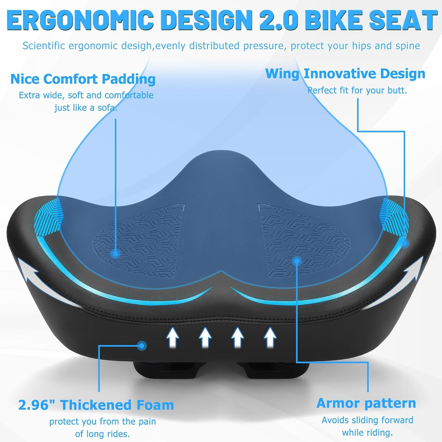CDYWD Noseless Oversized Bike Seat for Men Women Comfort, Extra Wide Padded Bicy